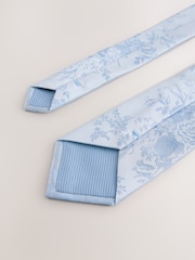 Blue Floral Tie and Pocket Square Set - Image 3 of 4