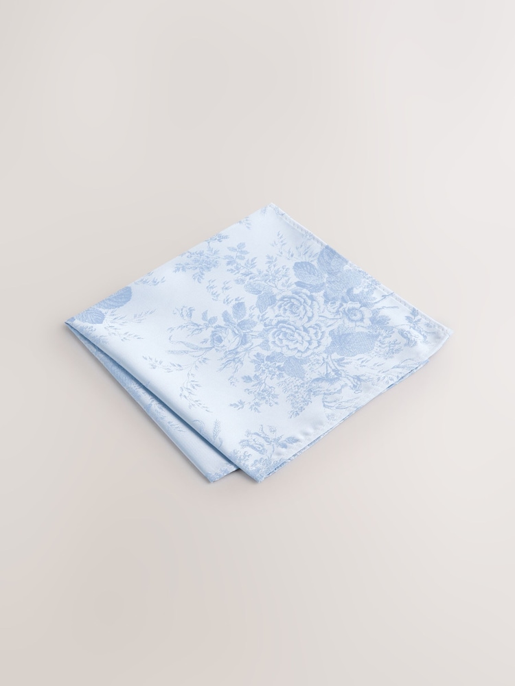 Blue Floral Tie and Pocket Square Set - Image 4 of 4