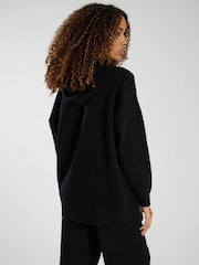 أسود - South Beach Knit Rib Hem Hoodie - صورة 2 من 4