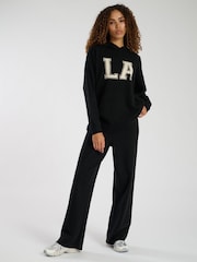 أسود - South Beach Knit Rib Hem Hoodie - صورة 3 من 4