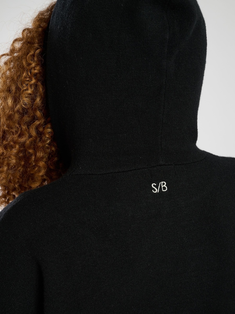 أسود - South Beach Knit Rib Hem Hoodie - صورة 4 من 4