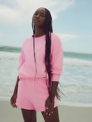 Fluro Rose - Sweat col rond 100% coton à ourlet brut - Image 2 of 11
