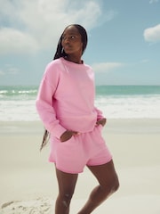 Fluro Rose - Sweat col rond 100% coton à ourlet brut - Image 3 of 11