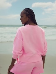Fluro Rose - Sweat col rond 100% coton à ourlet brut - Image 5 of 11