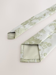 Green Floral Tie and Pocket Square Set - Image 3 of 4