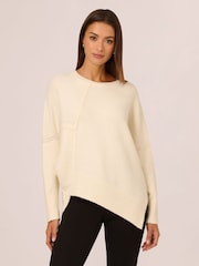 Adrianna Papell Asymmetrical Long Sleeve Pullover White Sweater - Image 1 of 7