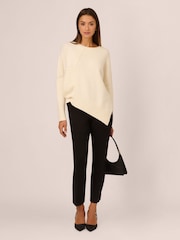 Adrianna Papell Asymmetrical Long Sleeve Pullover White Sweater - Image 3 of 7