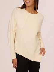 Adrianna Papell Asymmetrical Long Sleeve Pullover White Sweater - Image 5 of 7