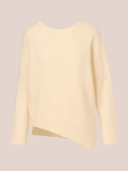 Adrianna Papell Asymmetrical Long Sleeve Pullover White Sweater - Image 6 of 7