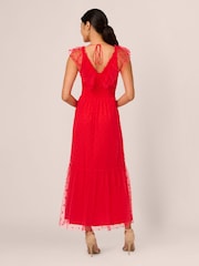Adrianna Papell Red Dot Tulle Ruffle Dress - Image 2 of 7