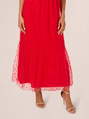 Adrianna Papell Red Dot Tulle Ruffle Dress - Image 5 of 7