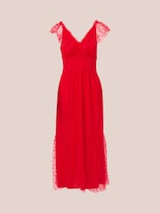 Adrianna Papell Red Dot Tulle Ruffle Dress - Image 6 of 7