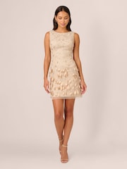 Adrianna Papell Gold Beaded Sheath Dress - Image 1 of 7