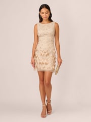 Adrianna Papell Gold Beaded Sheath Dress - Image 3 of 7