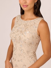 Adrianna Papell Gold Beaded Sheath Dress - Image 4 of 7