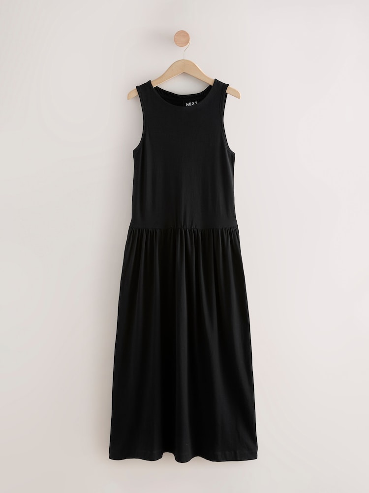 Noir - Robe longue en jersey à taille tombante - Image 4 of 6