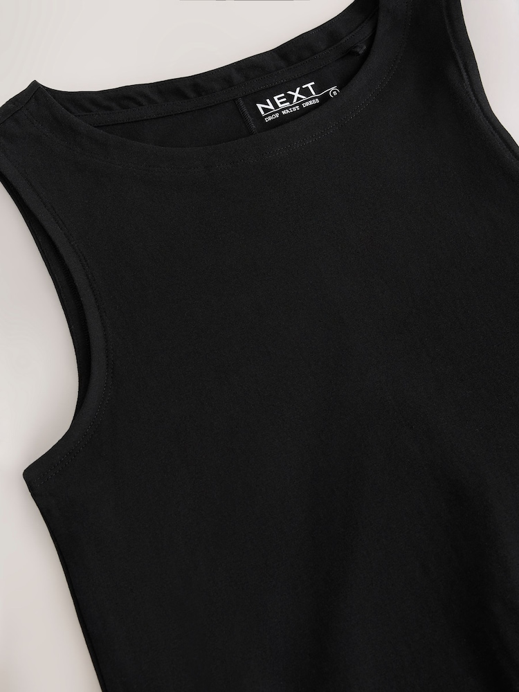 Noir - Robe longue en jersey à taille tombante - Image 5 of 6