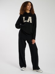 South Beach Black Knitted Wide Leg Joggers - Image 2 of 4