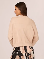Adrianna Papell Pink Long Sleeve Sweater Bomber Jacket With Front Zipper And Mock Neck - Image 2 of 7