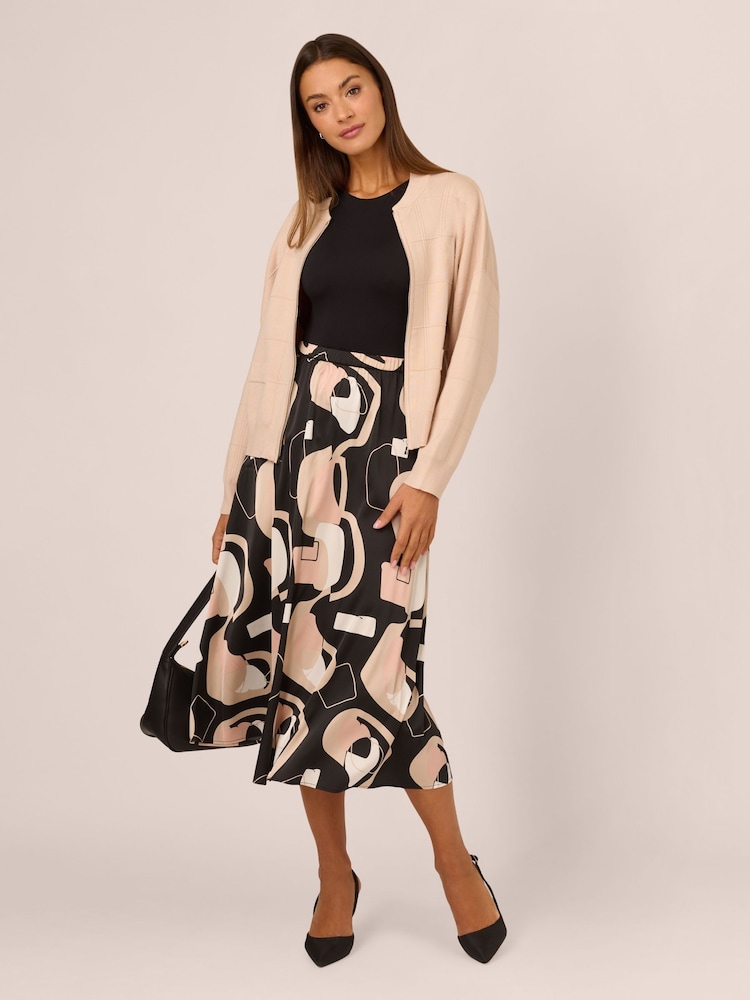 Adrianna Papell Pink Long Sleeve Sweater Bomber Jacket With Front Zipper And Mock Neck - Image 3 of 7