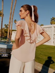 Friends Like These Blush Pink Short Sleeve Ruffle Blouse - Image 3 of 4