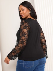 Friends Like These Black Curve Long Sleeve Lace Top - Image 5 of 5