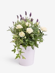 Lilac/White Lavender and Rose Real Plant in Pail - Image 3 of 4