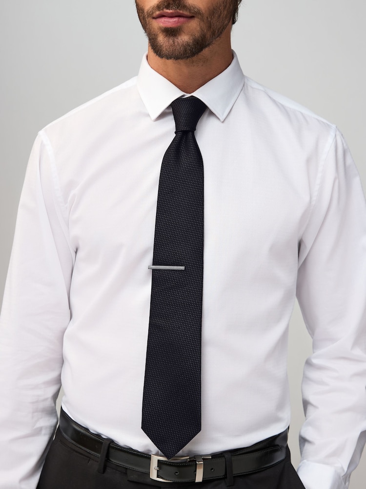 Schwarz - Textured Tie with Tie Clip - Bild 5 von 5 Schwarz - Textured Tie with Tie Clip - Bild 5 von 5