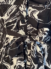 Girl In Mind Black Haisley Marble Print Maxi Shirt Dress - Image 6 of 6