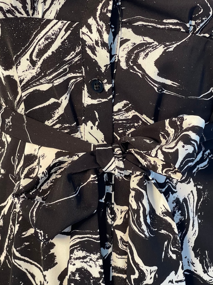 Girl In Mind Black Haisley Marble Print Maxi Shirt Dress - Image 6 of 6