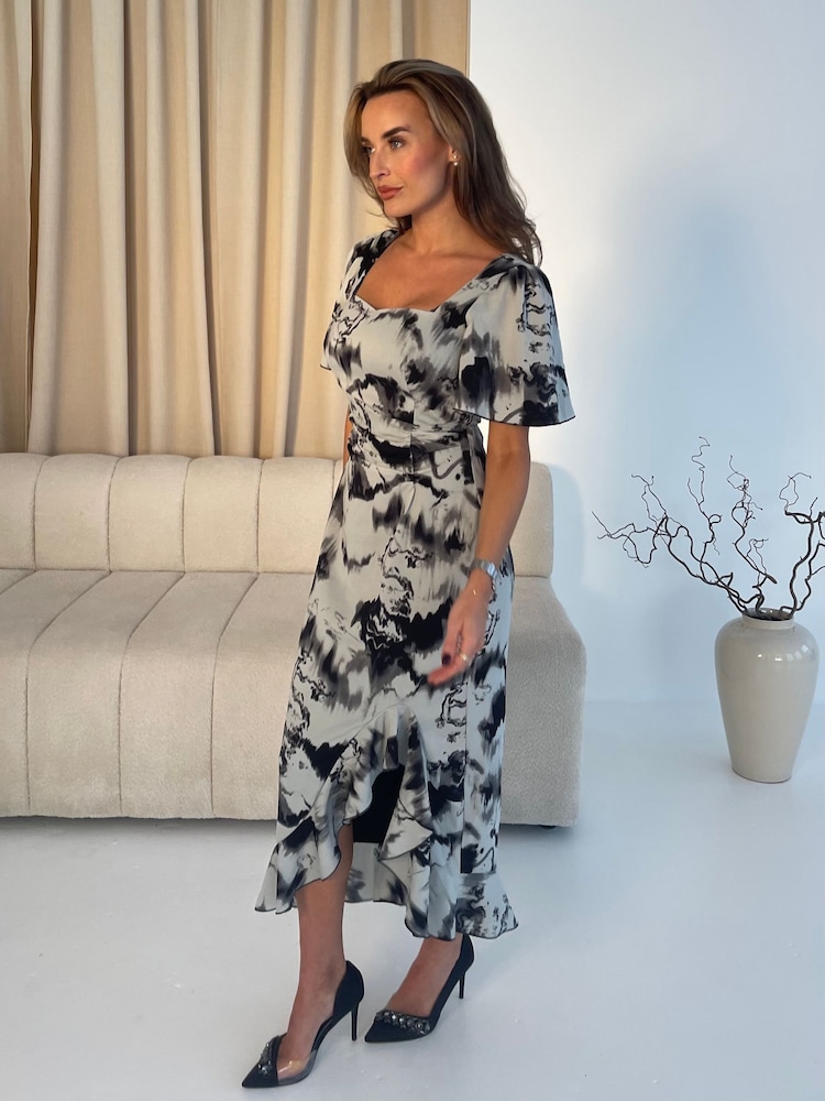 Girl In Mind Grey Heidi Ruched Midi Dress - Image 3 of 6