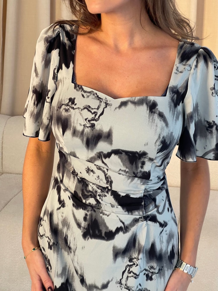 Girl In Mind Grey Heidi Ruched Midi Dress - Image 5 of 6