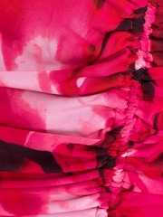 Girl In Mind Pink Anisa Floral Print Frill Skirt Puff Sleeve Midi Dress - Image 6 of 6