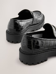 Black Patent Crocodile Effect School Loafers - Image 4 of 5