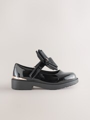 Black Patent Bow Chunky Mary Jane School Shoes - Image 2 of 5