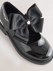 Black Patent Bow Chunky Mary Jane School Shoes - Image 3 of 5