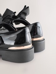 Black Patent Bow Chunky Mary Jane School Shoes - Image 4 of 5