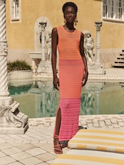 Love & Roses Orange Halter Neck Tie Waist Midi Dress - Image 1 of 5
