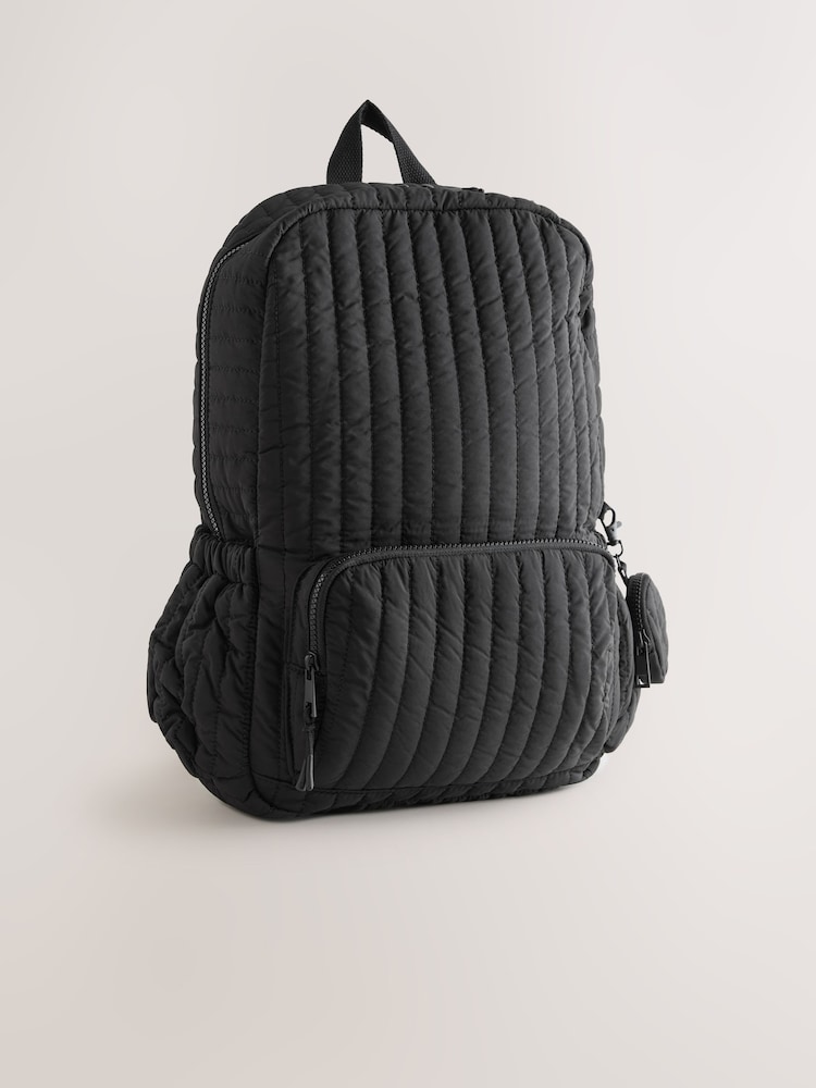 Black Quilted Backpack - Image 2 of 8 Black Quilted Backpack - Image 2 of 8