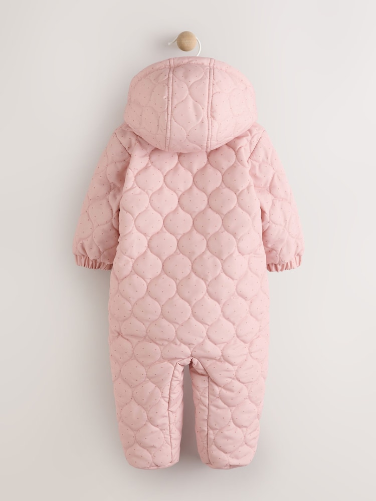 Pink Baby Quilted Nylon Pramsuit (0mths-2yrs) - Image 2 of 6