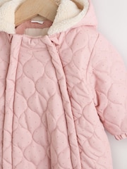 Pink Baby Quilted Nylon Pramsuit (0mths-2yrs) - Image 3 of 6