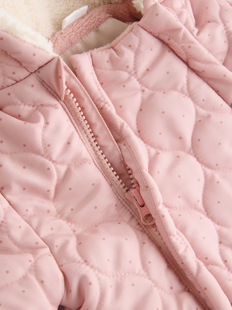 Pink Baby Quilted Nylon Pramsuit (0mths-2yrs) - Image 6 of 6 Pink Baby Quilted Nylon Pramsuit (0mths-2yrs) - Image 6 of 6