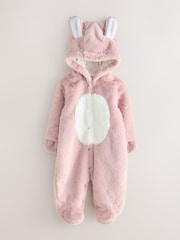 Pink - Faux Fur Bunny Pramsuit (0mths-2yrs) - Bild 1 von 6