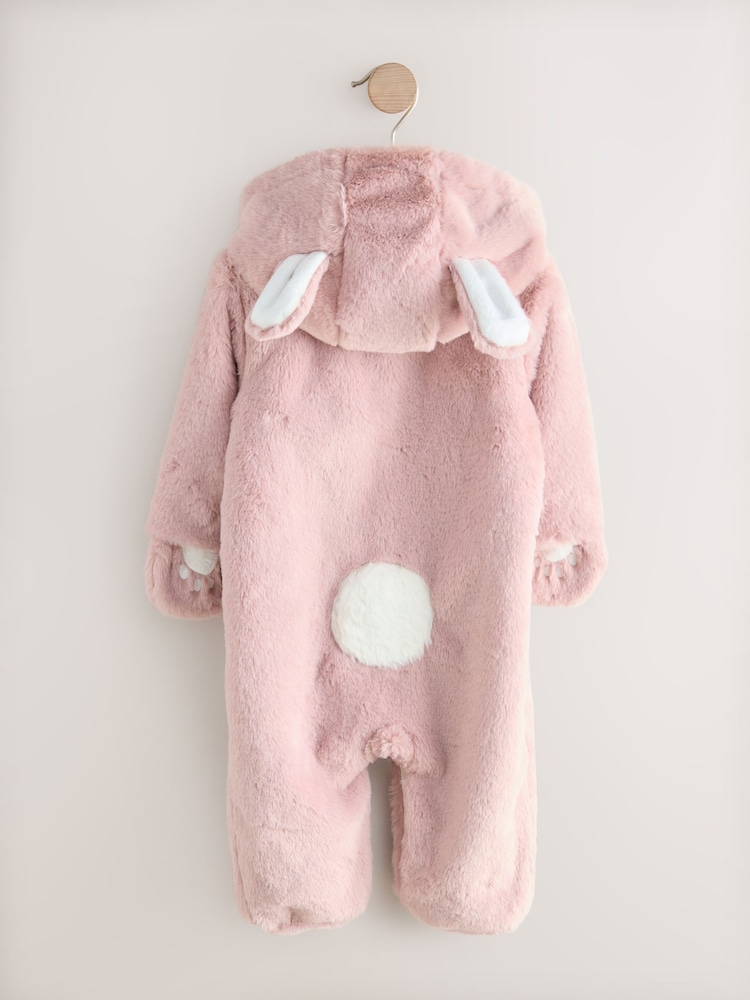 Pink - Faux Fur Bunny Pramsuit (0mths-2yrs) - Bild 2 von 6 Pink - Faux Fur Bunny Pramsuit (0mths-2yrs) - Bild 2 von 6