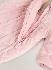 Pink Velour Baby Quilted Pramsuit (0mths-2yrs) - Image 13 of 14