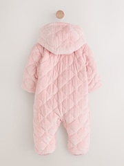 Pink Velour Baby Quilted Pramsuit (0mths-2yrs) - Image 14 of 14