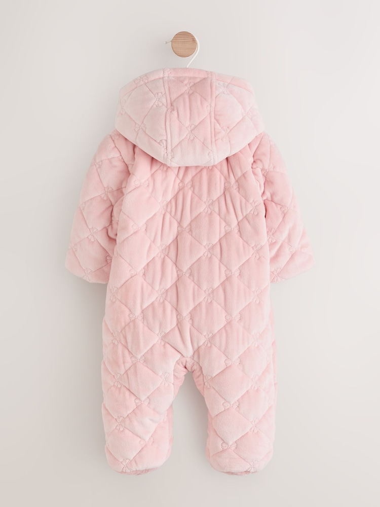 Pink Velour Baby Quilted Pramsuit (0mths-2yrs) - Image 14 of 14
