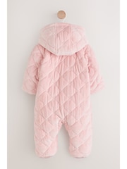 Pink Velour Baby Quilted Pramsuit (0mths-2yrs) - Image 1 of 14