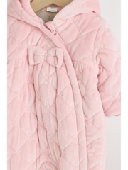 Pink Velour Baby Quilted Pramsuit (0mths-2yrs) - Image 2 of 14