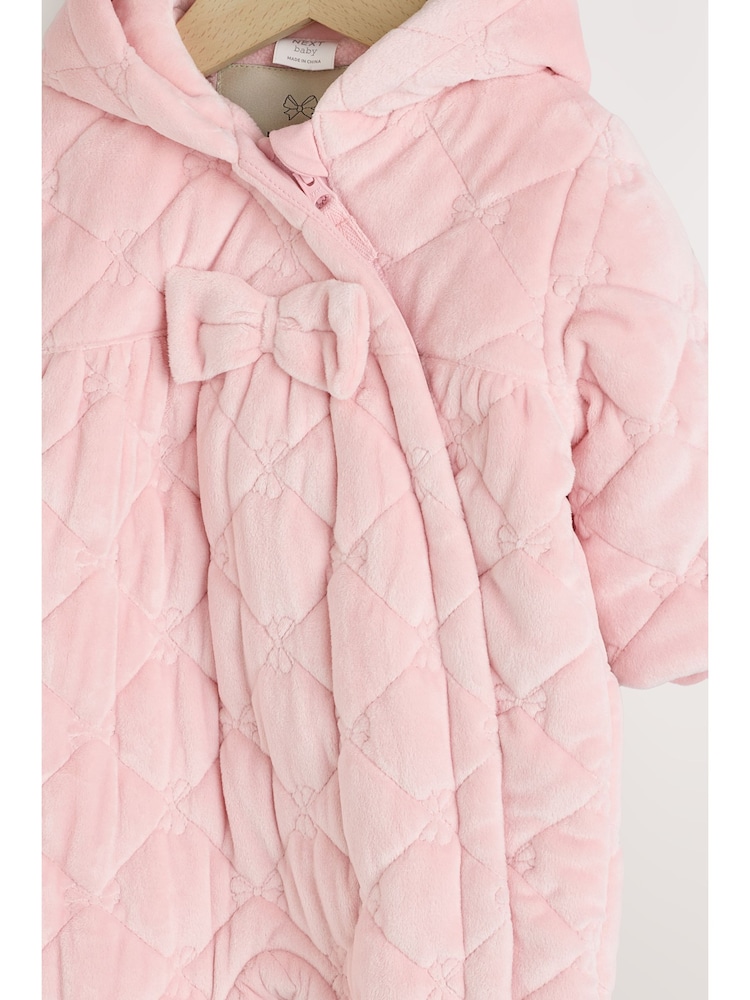Pink Velour Baby Quilted Pramsuit (0mths-2yrs) - Image 2 of 14